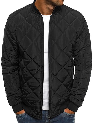  Herren Bomber Steppjacke Rauten wattierte Jacke Winter Outdoor Chunky Varsity Flight Winddicht Warmer Trenchcoat Top Steppnähte Baumwolle Outwear Mantel Full Zip Camping Wandern Jagd Angeln