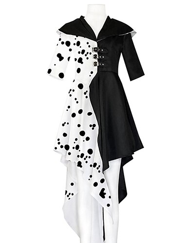  Honderd en een Dalmatiërs Cruella De Vil Cosplay kostuum Outfits Feestkostuum Dames Film cosplay Vintage Modieus leuke Style Zwart Carnaval Maskerade Jas Handschoenen