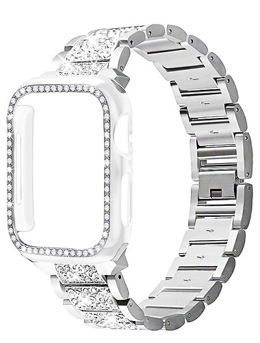  Uhrenarmband für Apple Watch Series 8 7 6 5 4 3 2 1 SE Edelstahl Ersatz Gurt Bling-Diamant Schmuck Armband Armband