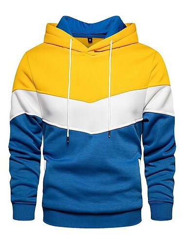  Homens Moletom Amarelo Verde Tropa Laranja Vermelho Branco Com Capuz Bloco de cor Patchwork Desportos e Ar livre Legal Casual Indispensável para coordenação motora e fortalecimento dos punhos Inverno