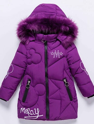  Kinder Mädchen Mantel Langarm Schwarz Purpur Rosa Karikatur Glatt Reißverschluss Winter bezaubernd Formal 7 - 9 Jahre / nette Art
