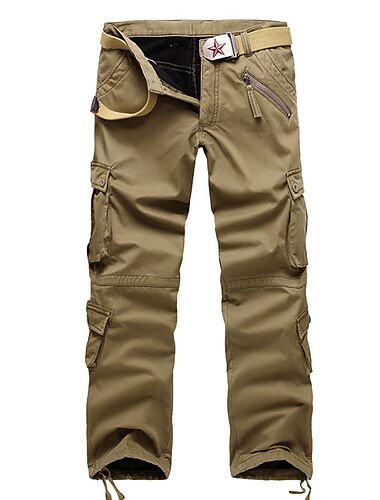  Men's Cargo Pants Fleece Lined Pants Winter Outdoor Loose Fit Thermal Warm Comfortable Bottoms Black Army Green Cotton Fishing Climbing Beach 28 29 30 31 32