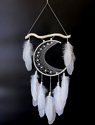  boho acchiappasogni regalo fatto a mano appeso a parete arredamento arte ornamento artigianato piuma di luna per bambini camera da letto festa di nozze 24*48 cm