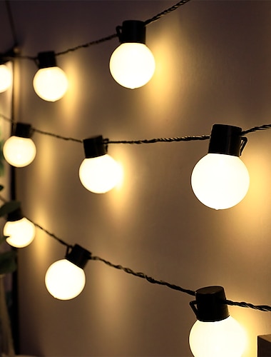  luces navideñas al aire libre solar 5cm gran bola de luz de cadena 5m-20leds 3.5m-10leds luces de bombilla de hadas patio boda navidad jardín decoración de vacaciones lámpara