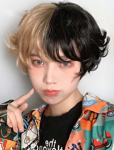  parrucca sintetica bionda nera capelli corti bel ragazzo gioco di ruolo o parrucca di tutti i giorni morbida parrucca naturale realistica