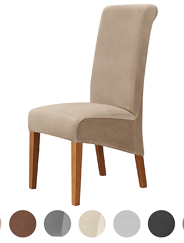  Fundas para sillas de comedor de felpa de terciopelo, funda para silla elástica negra, funda protectora para silla con respaldo alto de spandex con banda elástica para comedor, boda