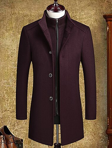  Herren Wintermantel Wollmantel Mantel Strasse Geschäft Winter Wollen warm Oberbekleidung Bekleidung Brautkleider schlicht Feste Farbe Tasche Ständer Einreihiger Verschluss