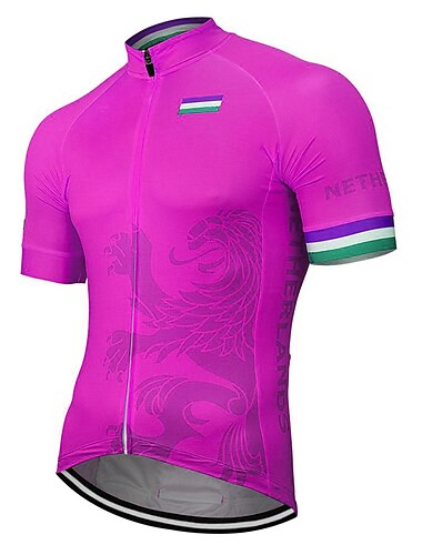  Per uomo Maglia da Ciclismo A Motivi Olandese Bandiera Nazionale Manica Corta Bicicletta Maglia Top con 3 tasche posteriori Mountain Bike MTB Ciclismo su strada Resistente ai Raggi UV Asciugatura