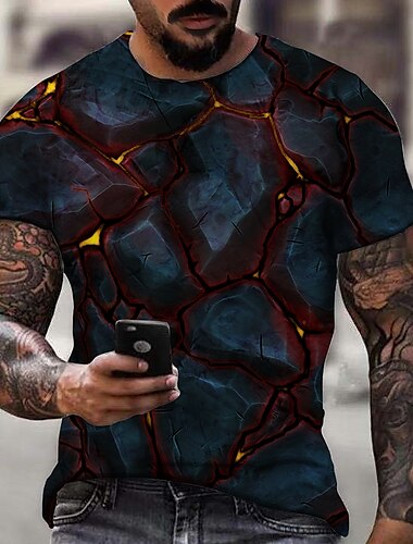  Herren Unisex Grafik-Drucke Riss Hemd T Shirt Tee Kurzarm T-Shirt 3D-Druck Rundhalsausschnitt Hemd Designer Brautkleider schlicht Groß und hoch Täglich Festtage Schwarz Gelb Purpur Sommer Bekleidung