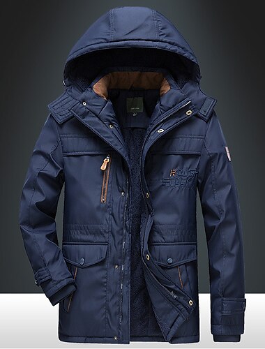  Herren Wintermantel puffer jacket Winterjacke Tasche Full Zip Outdoor Täglich Lang Sport Brautkleider schlicht warm Atmungsaktiv Herbst Winter Feste Farbe Schwarz Armeegrün Königliches Blau Khaki