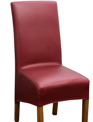  wasserdichter Esszimmerstuhlbezug, schwarzer Stretch-Stuhlbezug Stuhlhussen, PU-Leder, Sitzbezug mit hoher Rückenlehne, mit Gummiband für Esszimmer, Hochzeit