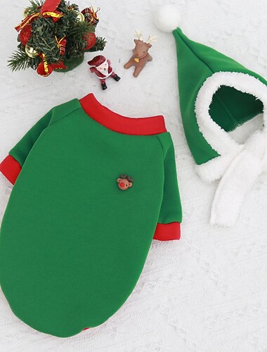 hond kat kerst kostuum kerst kerstman kerstman schattige leuke kerst casual / dagelijkse hondenkleding puppy kleding honden outfits bruin kostuum voor meisje en jongen hond katoen stof katoen xxl