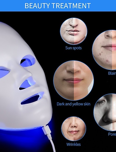  led ansiktsmask skönhet hudföryngring foton ljus 7 färger maskterapi rynkor akne strama hudverktyg ansiktsmaskin