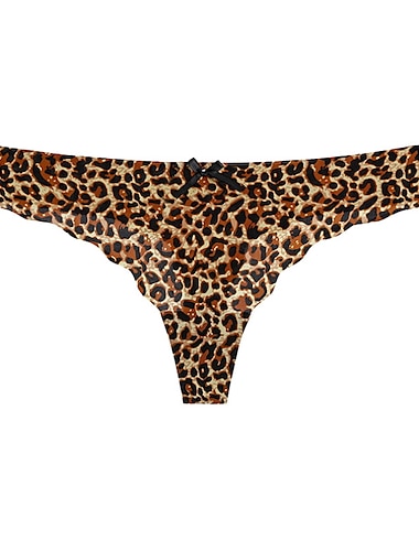  Dámské Sexy kalhotky Tanga Slipy Jeden díl Spodní prádlo Módní Sexy Pohodlné Základní Mašle Leopard Čistá barva Nylon Nízký pas Sexy Vícebarevné Černá Světlá růžová S M L