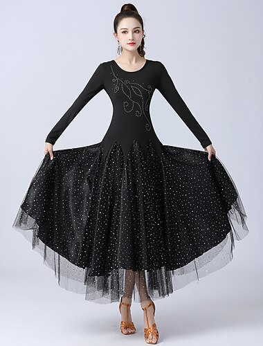  Taniec balowy Sukienka Łączenie Tiul Damskie Szkolenie Spektakl Długi rękaw Wysoki Tiul Poliester