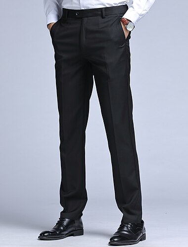  Herren Anzughosen Hose Hosen Chinesisch Chino Freizeithose Tasche Gerade geschnitten Glatt Komfort B¨¹ro Geschäft Casual Strassenmode Stilvoll Schwarz Dunkelblau