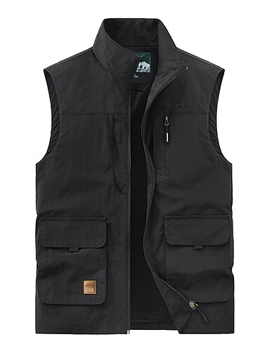  Herr Väst Gilet Fiskeväst Vandringsväst Ärmlös väst Gilet Jacka Utomhus Gata Dagligen Utekväll Streetwear Ledigt Vår Höst Ficka Polyester Nylon Andningsfunktion Slät Dragkedja Hög krage Lös passning