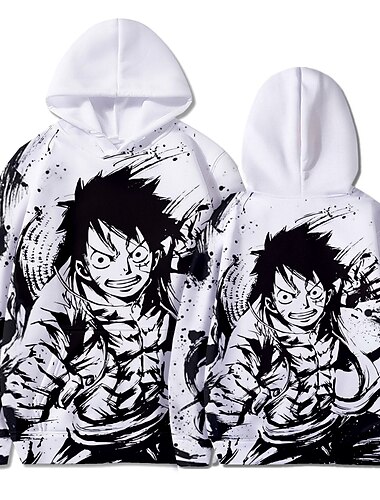  One Piece Обезьяна d Луффи Ророноа Зоро Толстовка Мультяшная тематика Манга Аниме Харадзюку Графический Каваи Назначение Для пары Муж. Жен. Взрослые Снова в школу! 3D печать