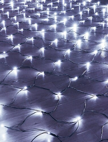  2x3m Solar Mesh Netz Lichterkette 1,5mx1,5m 8 Modi Garten Terrasse Balkon Fenster Vorhang Girlande Licht