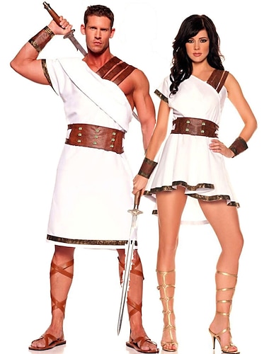  Rétro Vintage La Grèce ancienne Rome antique Robe Costume de cosplay Ceinture Taille Dieux grecs Homme Femmes Halloween Carnaval Soirée Adultes Robe ceinture Bracelet