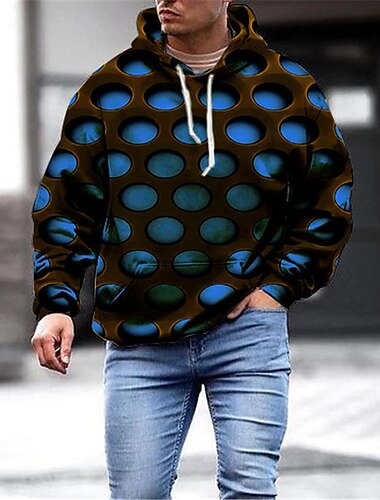  Herren Geometrisch 3D Hoodie Sweatshirt Kapuze Hoodies Pullover Hoodie Sweatshirt Kapuze Langarm Sweatshirt mit Kapuze Mit Kapuze Designer 3D-Druck Rote Blau Herbst Designer