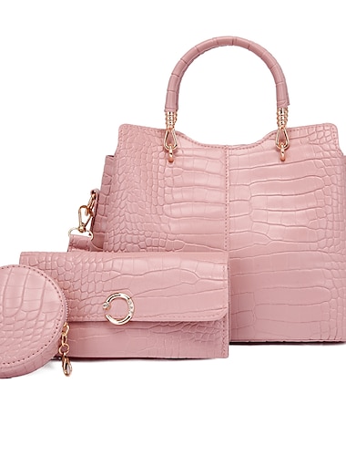  Dam bag set PU läder 3 st. Handväska Utekväll Kontor & Karriär Svart Vit Rodnande Rosa