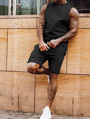  Voor heren T-shirt past Trainingspak Tennisshirt Set korte broeken en T-shirts Korte mouw Sport Ontwerper Casual 2-stuks Zwart Wit Leger Groen Top T-shirt voor mannen