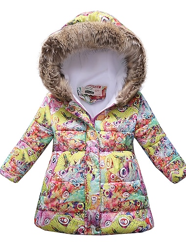  Voor meisjes 3D Gewatteerd jack voor kinderen Vlinder Vos Jas Dons Pufferjack Lange mouw Herfst Winter Actief Streetwear Kinderen 3-10 jaar Vakantie Straat Normale pasvorm
