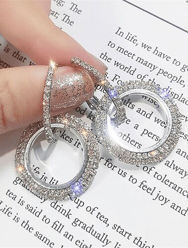  1 par Krystalløredobber For Dame Jente Fest & Aften Stevnemøte Roségull Sirkelformet Prinsesse / Mote