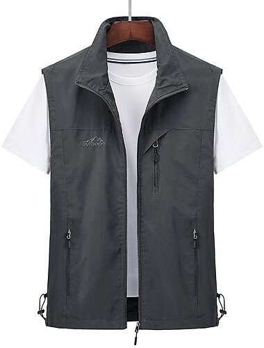  Voor heren Vest Visvest Wandelvest Mouwloos vest Gilet jack Buiten Dagelijks Uitgaan Casual Lente Herfst Zak Polyester Nylon Ademend Effen Rits Opstaand Ruim Passend Zwart Leger Groen Marineblauw