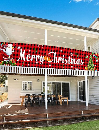  メリークリスマスバナー、屋外クリスマスバナーデコレーション、クリスマス屋外&屋内吊り下げ装飾、クリスマスホリデーパーティー装飾用品300×50cm (10フィート×18.9インチ)。