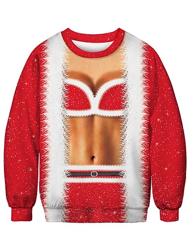  Nisse drakter julenissen Hattetrøje Pullover Morsom julegenser 3D-utskrift Til Herre Dame Tenåring Voksne Jul Karneval Maskerade Fest Jul