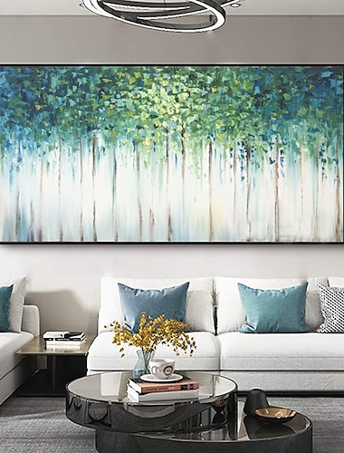  Ölgemälde handgemalte handgemalte Wandkunst abstrakte Pflanze floral grüner Wald Hauptdekoration Dekor gerollte Leinwand kein Rahmen ungedehnt