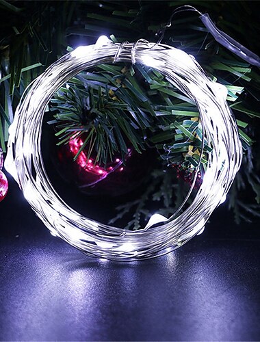  Recepción de Boda Elegante 10pcs 3m 2m 1m Luces de Cadena LED Alimentadas por Batería Guirnalda de Hadas Cable Plateado Luces al Aire Libre Decoración de Fiesta de Boda
