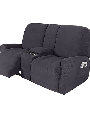  Stretch-Bezüge für Relaxsessel, burgunderfarben, Zweisitzer mit Mittelkonsole, Schonbezug, Relaxsessel, Zweisitzer-Sofabezug mit Seitentasche (3 Armlehnenbezüge, 3 Rückenlehnenbezüge, 2 Sitzbezüge)