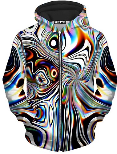  Hombre Abstracto Estampados Sudadera Sudaderas Sudadera Manga Larga Sudadera con capucha Con Capucha Ropa de calle Impresión 3D Diario Deportes En blanco y negro Cremallera Estampado Primavera & Otoño