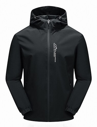  Wasserdichte Herren Regenjacke Gorpcore Outdoor Leichter Shell Regenmantel Packbarer Reißverschluss Kapuzen Wandern Laufen Trenchcoat Blau