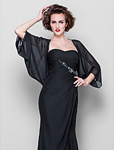  omslagdoeken dames wikkel bolero shrug jassen / jasjes elegante zonbescherming 3/4 mouw chiffon bruiloft gast wikkels met pure kleur voor bruiloft lente jurk om indruk te maken 2025
