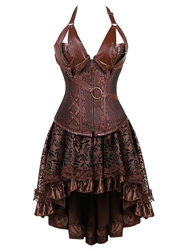  Rétro Vintage Punk et gothique Epoque Médiévale Steampunk 18ème siècle Jupe Tenue Bal Masqué Pirate Grandes Tailles Femme Ourlet Asymétrique Romantique Conception spéciale Broderie Halloween Soirée
