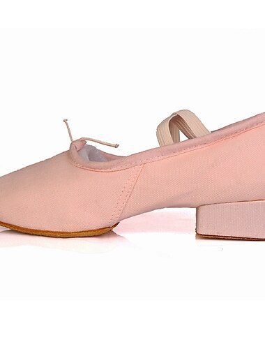  dames canvas ballroom dansschoenen met lage hak en suède zool - ideaal voor latin dans, zachte zool dansschoenen voor optredens