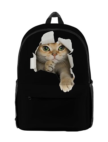  Galaxy-Katzen-Rucksack für Kinder und Jugendliche – süßer 3D-Peekaboo-Animal-Print-Schulranzen mit Sternenhimmel-Design für Jungen und Mädchen