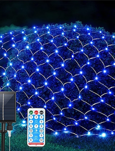  κομψά πάρτι δεξίωσης γάμου 200 led ηλιακά διχτυωτά φώτα - 3m x 2m αδιάβροχα κορδόνια φωτάκια με τηλεχειριστήριο &amp; 8 λειτουργίες και χρονόμετρο για τον χριστουγεννιάτικο κήπο &amp; διακόσμηση γάμου