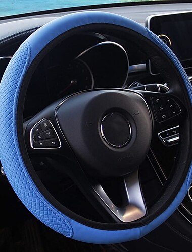  Leder-Auto-Lenkradabdeckung elastisch atmungsaktiv rutschfest universal 15-Zoll-Lenkradabdeckung für Männer Frauen
