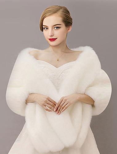  faux fur wraps sjaler kvinders wrap sjaler elegante holde varmen ærmeløse imiteret pels efterårs bryllup wraps med ren farve til formel vinter