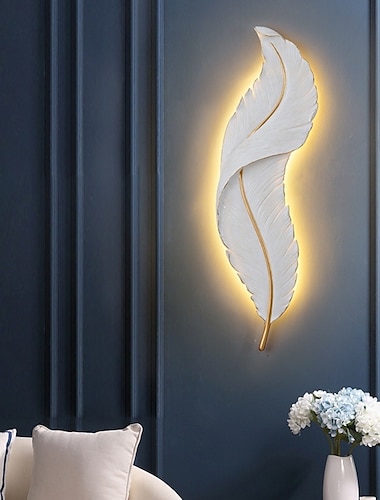  lightinthebox 1-ljus 65 cm led vägglampor fjäderformad design vägglampor modernt ljus lyxig stil sovrum matsal harts vägglampa 110-120v 220-240v