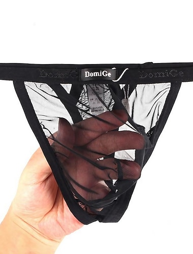  mænds mesh sexede trusser i ren farve g-strengs undertøj stretchy lav talje fuld gennemsigtig åndbar silkeblød fin mesh string t-bukser blå m