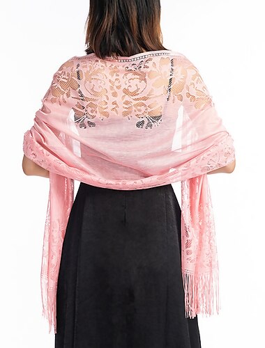  sjal&amp; svøb sjaler kvinders efterår bryllup gæsteindpakning elegant brude solbeskyttelse ærmeløs polyester bryllup wraps med blonder til bryllup sommer