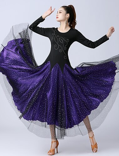  Társastánc Ruha Flitter Női Teljesítmény Hétköznapi viselet Hosszú ujj Természetes Polisztirol Mlječna vlakna