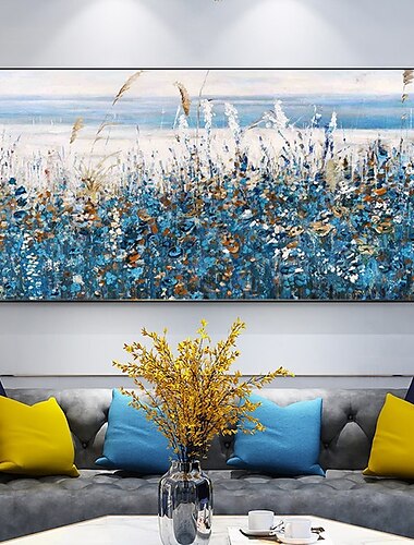  Pintura al óleo hecha a mano pintada a mano arte de la pared planta abstracta floral lavanda azul decoración del hogar decoración lienzo enrollado sin marco sin estirar