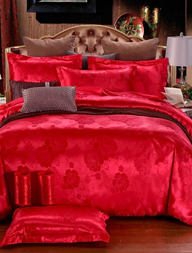 Bettbezug aus Satinseide, Bettwäsche-Sets, Bettbezug mit 1 Bettbezug oder Tagesdecke, 1 Blatt, 2 Kissenbezüge für Doppelbett/Königin/König (1 Kissenbezug für Zwilling/Einzelbett).